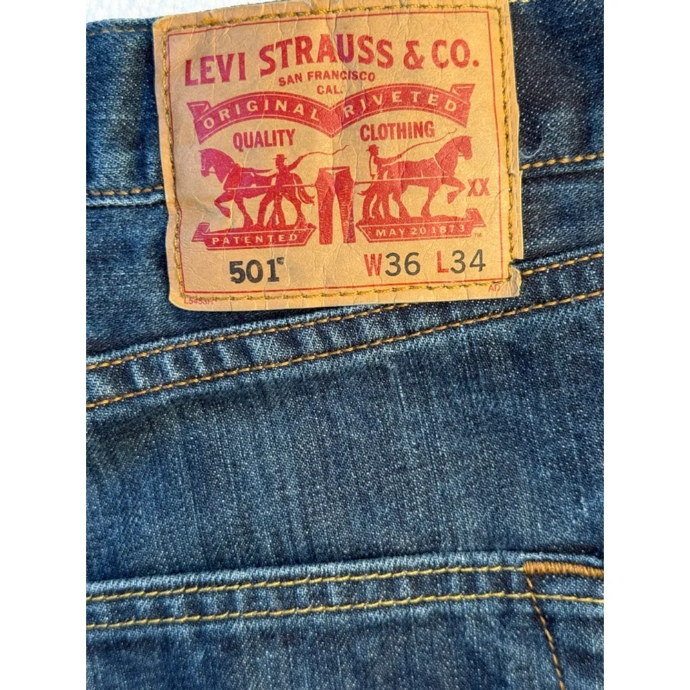 Men's Levi's 501 Dark Blue Straight Jeans Waist 36